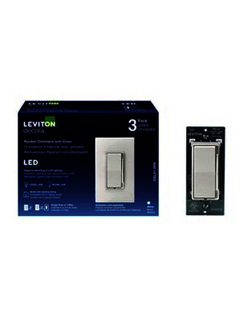 Leviton Decora Rocker LED Dimmer Switch 3-Pack White